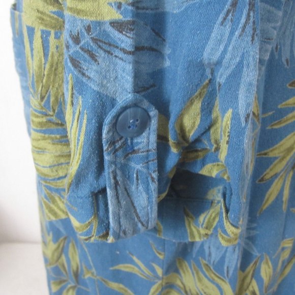 BeMode Women button up Hawaiian shirt silk sz L tropical luau pocket tiki bar - Picture 7 of 10